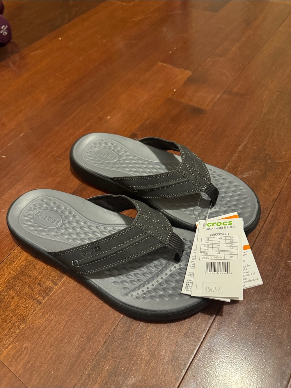 Crocs MenGray and Black Yukon Vista II Flip Flop Sandals